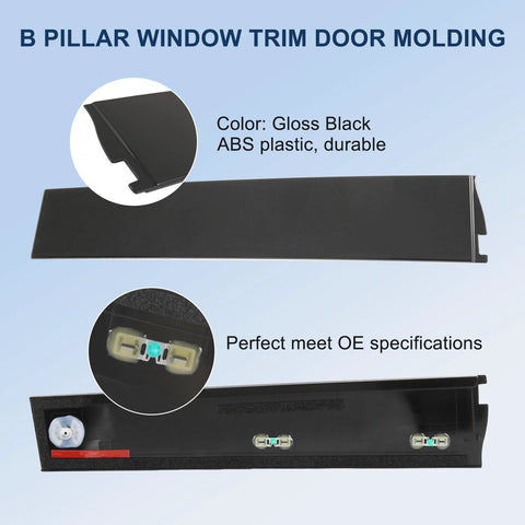 Right B-pillar window trim molding, gloss black ABS plastic, for 2015–2020 GM full-size SUVs; Amazon 1-pack.