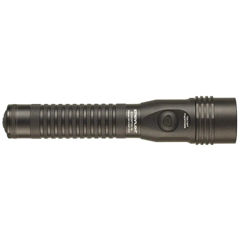 Strion DS HL Rechargeable Flashlight With Piggyback Charger, Dual Switches, TEN-TAP Programmable Modes, Black flashlight side view