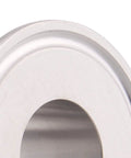 Sanitary tri-clamp fitting, stainless steel, 1.5 in to 3/4 in male tri-clover, close-up view