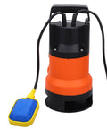 Automatic Submersible Utility Pump With Auto Shutoff Float Switch Blasts Through 1000W Loads, featuring orange and black design with float switch.