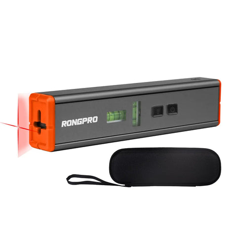 Portable Magnetic Laser Level With 15 Ft Cross Line Dual Mode Torpedo Level with magnetic base and carrying case.