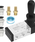 Pneumatic Solenoid Valve With Hand Pull Manual Control 5 Way 2 Position Air Valve For Reciprocating Cylinders with accessories
