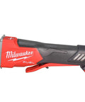 Side view of an 18V Cordless Angle Grinder with 4.5 Inch and 5 Inch Grinding Wheels, tool-only model, grey and red design.