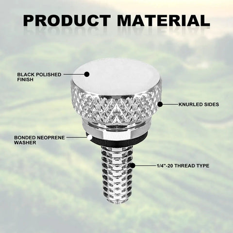 Tough As Nails Silver Aluminum Motorcycle Seat Screws For Harley Davidson Bikes Quick Swap Install Rust Proof Hardware with knurled grip