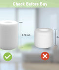 Robot Vacuum Accessories Kit compatible filter sizes, showing 3.74 inch correct filter and 2.4 inch incorrect filter.