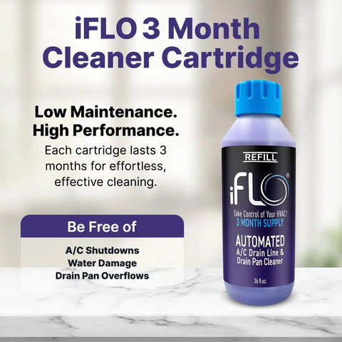 Smart AC Drain Line Cleaner Cartridge With Bio Enzymatic Formula, 3 Month Supply Per Bottle, 36oz Pack on display