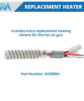 Replacement heating element for 852A Pro SMD Digital Hot Air Rework Station, part AO20094, coiled design with connectors.