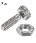 Tough As Nails Stainless Steel Spring Plunger 2 Pack M5x0.8 Thread Knurled Grip Smooth Retracting Non Locking Heavy Duty Index Pin 2.5mm Diameter For Garage Shop And Industrial Use, showing steel pin and nut.