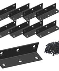 Heavy Duty L Bracket Corner Brace 90 Degree Stainless Steel Black Angle Braces For Woodworking And DIY Projects Large Corner Brackets With Countersunk Screw Holes For Safe Flush Mounting 8 Pack 3.2x0.8x0.8, shown with screws