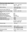 Technical data sheet for Heavy Duty Industrial Power Supply Rock Solid 24 Volt Dc 20 Amp Din Rail Mount specifications.