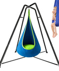 Heavy Duty Sensory Swing With Stand For Grown Ups X Shaped A Frame Anti Rust Weather Resistant Indoor Outdoor Pod Hammock Chair