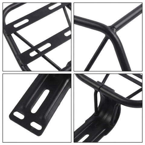 Heavy Duty Steel Rear Bike Rack For E-Bike Mounting Holes 24.5 Cm Adds Luggage Space To Your Steed With Secure Fit And Durable Build, black steel close-up