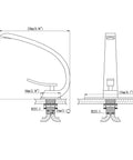 Technical drawing of Brushed Nickel Bathroom Faucet With Single Handle Basin Mixer For 1 Hole Or 3 Hole Sinks Includes 6 Inch To 10 Inch Deck Plate Modern Vanity Tap Dope Build Durable Finish Easy Install Fits Wide Sinks