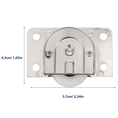 Front view of zinc alloy Cabinet Sliding Roller Wheels Zinc Alloy Sliding Door Hardware for wardrobe doors with measurements.