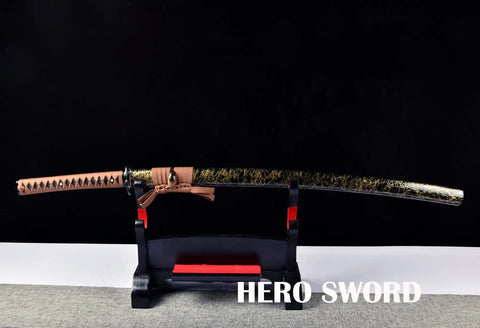 Handmade Aluminum Steel Katana Full Tang Blunt Blade For Safe Practice Iaido Bushido Samurai Sword Training with stand