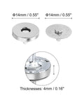 20 Set Metal Snap Button Kit For DIY Fashion Projects, 14mm Round Clasps With Fabric Base And Cap, silver component view