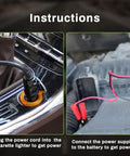 Instructions for connecting Beefy Electric 15 Ton Car Jack With LED Light 12V DC power supply to car battery and cigarette lighter