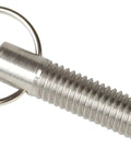 Top Shelf Zinc Chrome Latch Plunger Pin Delivering A Smooth No Lock Glide And Full Retract Action, 3 8 16 Thread By 1 68 Inches Rated For Cramped Stations Secure Jigs And No Fuss Fabrication Jobs Includes Two showing metallic plunger with keyring.