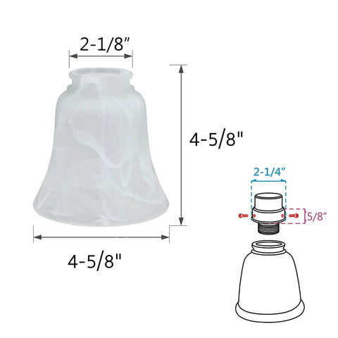 Image of Alabaster Bell Glass Shade Set for Ceiling Fans and Vanity Lights, 2-1/8 in fitter, 4.75 in diameter by 4.75 in height.