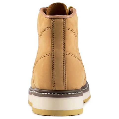 Men's Six Inch Leather Work Boots With Slip Resistant Tread And Dual Density Pu Wedge Sole For Hella Underfoot Cushioning On Concrete And Hard Floors All Day Long