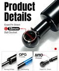 Built Damn Tough Hella Strong Gas Struts Pair Of 2 Heavy Duty Lift Supports 44 Inch Extended 13Mm Ball Stud showing 13mm ball socket and details.