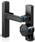 Keyless Barn Door Lock With Three Digit Password, Flip Latch For 90 And 180 Degree Sliding Doors, Black Finish