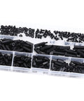 Long Lasting Nylon Standoff Spacer Kit With Male And Female Threads, Anti Signal Interference Hex Pillars For Circuit Board Mounting, No Slip Design, 250 Pc Bulk Pack Includes Nuts And Screws, Great For Chip Thermal Channels, black parts in organizer