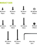615 Piece M2 Screw And Nut Kit With Hex Socket Button Head Cap Screws Nuts Washers Bolts Metric Machine Screw Assortment Set