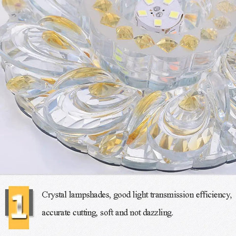 8 Pack Crystal Trim LED Downlights 4 Inch Recessed Ceiling Lights 5W 3000K Warm White close-up view of crystal lampshade details.