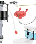 Universal Toilet Flusher Replacement Kit with Water Saving Height Adjustable Fill Valve and 2 Inch Flapper Quiet Anti Siphon Inside Tank Includes Toilet Handle Lever Red 1 Pack, toilet tank parts