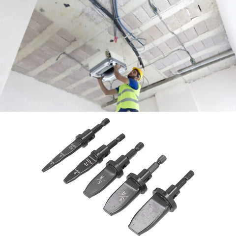 Man using Heavy Duty Copper Pipe Expander Set With Hex Handle And Seven Flaring Bits For Air Conditioner Repair High Speed Steel Expansion Tool.