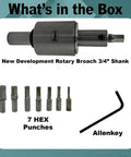 Precision Rotary Broach Set With 3/4 Inch Shank And 7-Piece HSS Hex Punch Kit For CNC Lathe, Milling And Drilling Machines