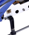 Close-up of S107G 3 Channel RC Helicopter Gyro Brushed Motor LiPo Battery Powered Easy To Fly For Beginners Blue Color frame detail