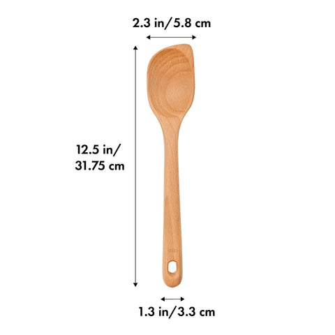 Wooden Corner Spoon And Scraper For Nonstick Cookware Beechwood With Natural Oil Finish And A Big Comfy Handle Hand Wash Only