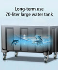 Portable Air Conditioner With Massive Water Tank And Free Ice Packs To Keep Your Space Chill As Ice All Day Long Includes Wireless Remote And Smooth Roll Casters For Bedroom Or Office 70L water tank with dolphin design.