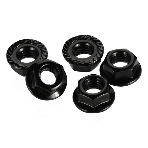Heavy Duty 5/16 Inch Hex Serrated Flange Lock Nuts With Black Oxide Coating, Grade 304 Stainless Steel, 25 Piece Set.