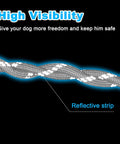Close-up of Backyard Dog Zipline Kit With 100 Ft Run Line And Trolley showing reflective strip for high visibility.