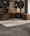 Boss Mode Executive Computer Desk For Home Office Large Standing Workstation Blending Retro Charm With Modern Vibes durable manager table in spacious office setting.