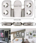 Beefy Heavy Duty Stainless Steel Flush Mount Brackets With Interlocking Clips For Picture Frames, close-up with measurements