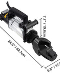 Heavy Duty 1500W Electric Rebar Bender Handheld Steel Rod Bending Machine dimensions of 24.5 x 7.7 x 6.8 inches.