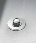 Top view of bolt with 400 Piece Zinc Plated Carbon Steel Flat Washers 8mm ID x 30mm OD x 2mm Thick Fender Washers