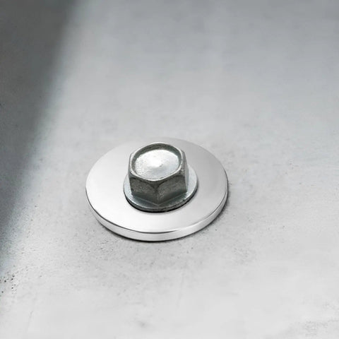 Top view of bolt with 400 Piece Zinc Plated Carbon Steel Flat Washers 8mm ID x 30mm OD x 2mm Thick Fender Washers