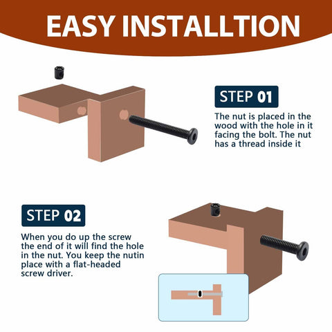 Diagram illustrating installation of Stainless Steel Crib Hardware Replacement Kit with 76 pieces including bolts and barrel nuts.