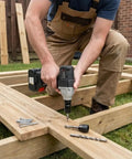 Brace Yourself For The Heavy Lifting With This Badass Brushless Electric Wrench, working on wooden beams outdoors.