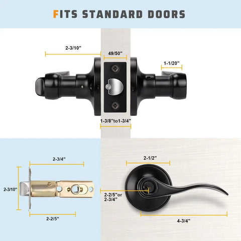 Matte Black Lever Door Handle Set With Keyed Entry For Front Door 3 Pack Vintage Style Door Handles Easy Install Lockset Durable
