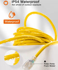 25 Ft Outdoor Extension Cord 12 Gauge SJTW Heavy Duty Waterproof Yellow 3 Prong Power Cable coiled with waterproof indicator