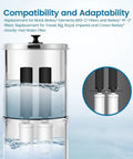 Gravity Water Filter No-Fuss Replacement Kit for Berkey BB9-2 Black and PF-2 Fluoride Filters shown in use with water filtration system.