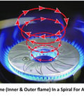 Ultra Compact Emergency Camping Stove Mini Butane Portable With 7,650 BTU heat dual flame spiral design in use