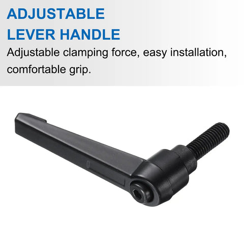 Adjustable lever handle for M8 X 20mm applications, featuring a black finish and designed for secure clamping.