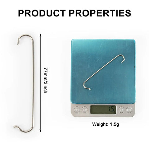 Go-To Bike Chain Hooks 304 Stainless Steel Set For Quick Chain Repair, 77mm hook shown with digital scale, 1.5g weight